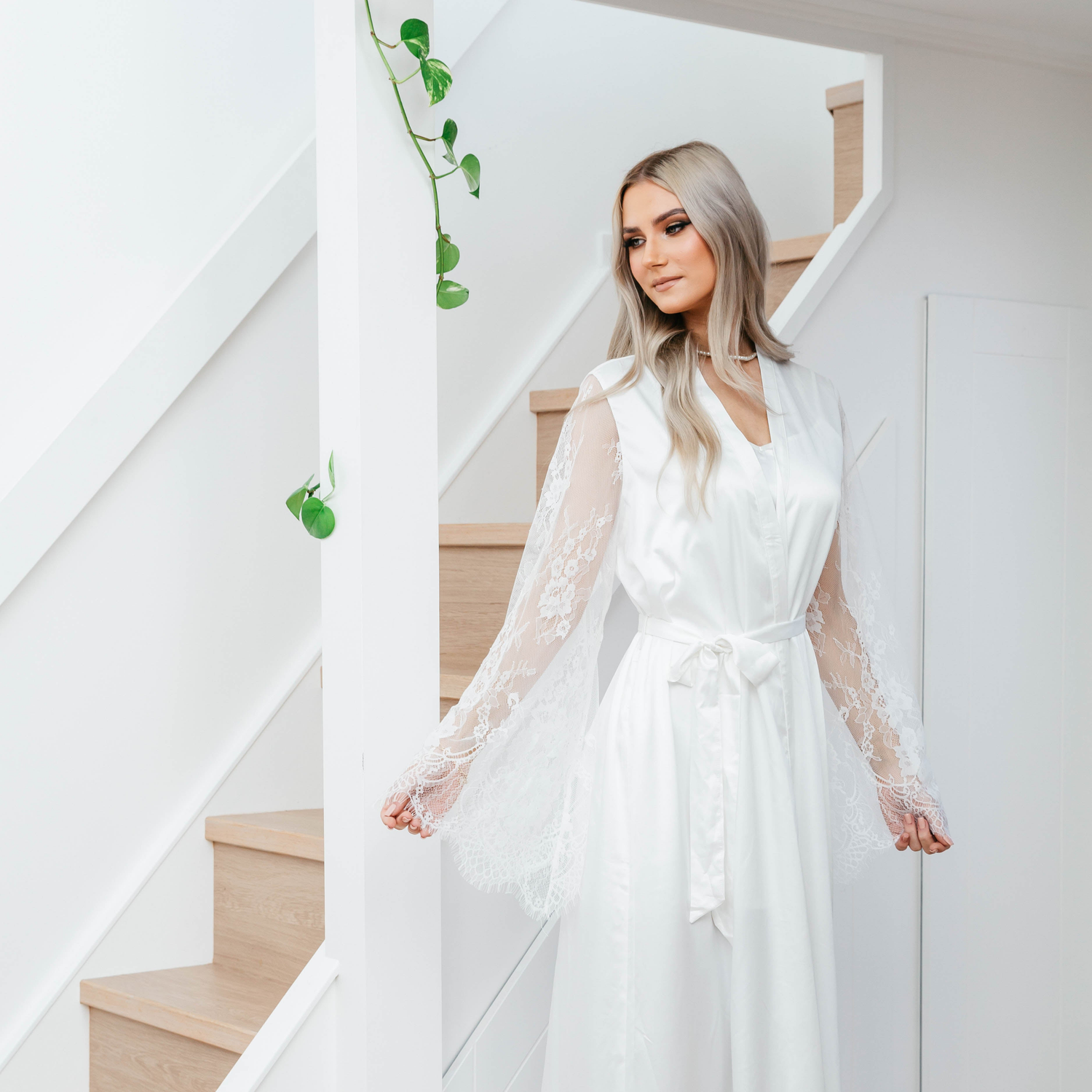 white wedding dressing gowns